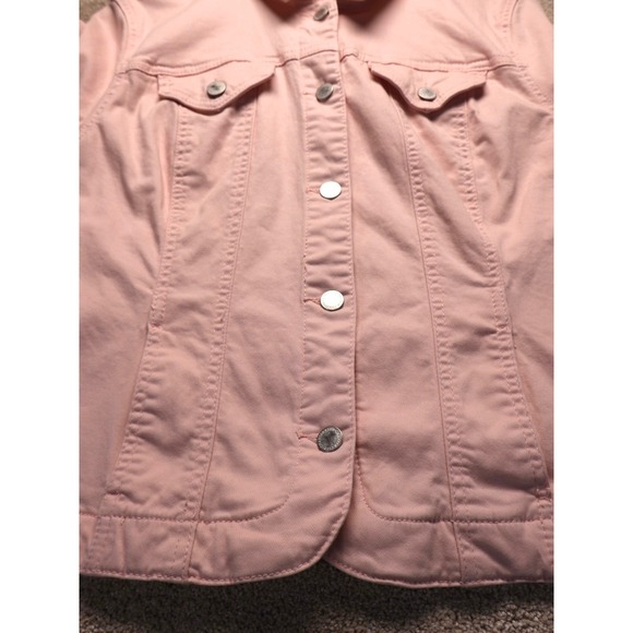 Charter Club Denim Jacket Womens PL Pink Button Front Pockets Cotton Blend Retro - Picture 4 of 13